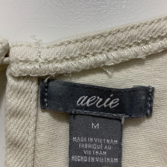 3/$15 Aerie Cotton Blend Ivory Fringe Hem Top Size Medium - Picture 2 of 5